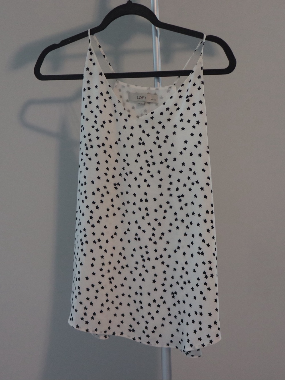 LOFT White Cami with Black Star Print